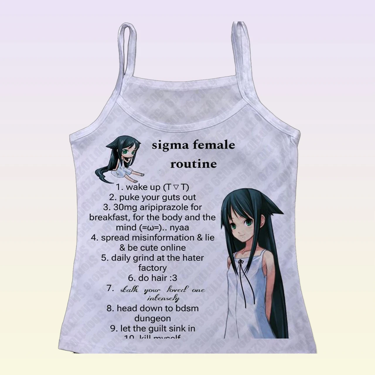 

European and American trend subculture anime girl text print slim fit retro sweet and spicy style y2K tank top