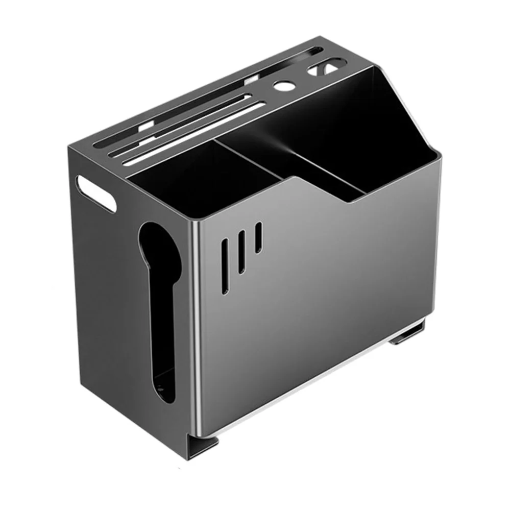 Stainless Steel Style Carbon Steel Utensil Organizer for Kitchen Counter with Slot Design and Drainage Function