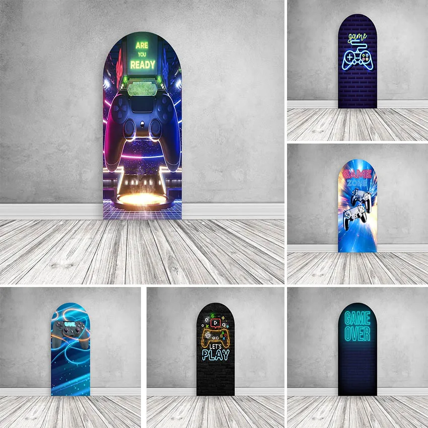Mehofond Custom 2-Sided Video Game on Gaming Level Up Boy Birthday Party Baby Shower Cover Chiara Arch Background Decor Backdrop