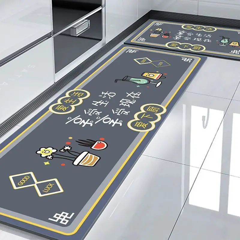 

VIKAMA Summer Simple Cartoon Floor Mat, Water-Absorbing And Oil-Proof Bathroom Anti-Slip Floor Mat, Furniture Decoration