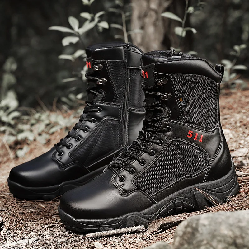 Men's High-top Boots Military Tactical Boots Outdoor Non Slip Hiking Boot Lace Up Desert Combat Boot Men Tactical Training Boots