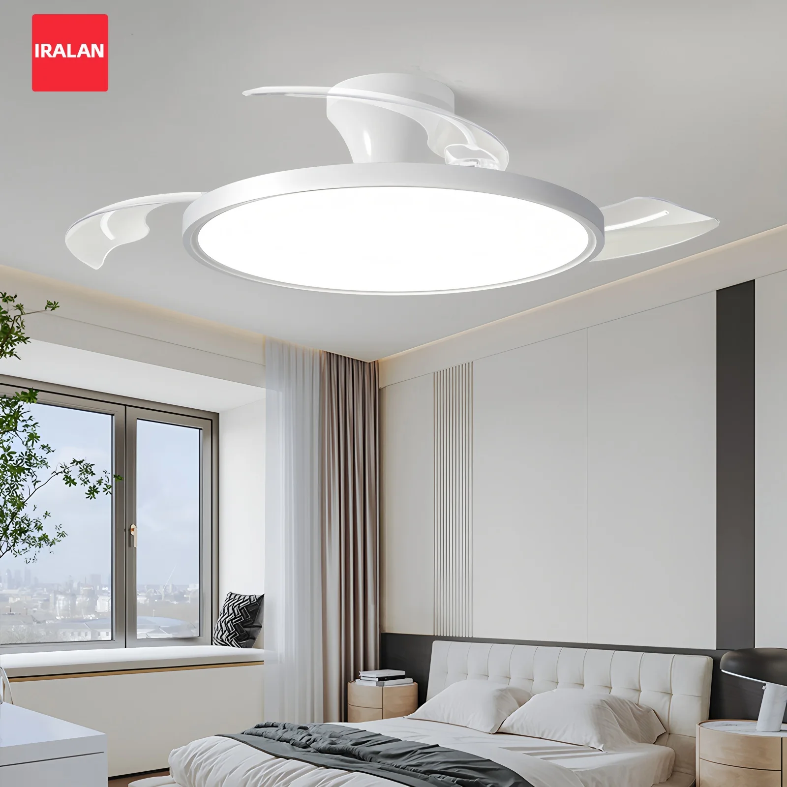 

IRALAN Invisible Ceiling Fan Light Bedroom Living Dining Room LED Ceiling lamps Modern Ceiling Fan Lamp Retractable fan blades