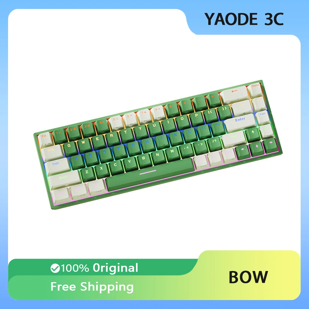 BOW G68 Mechanical Keyboard Customized Tri Mode 2.4G Wired/Wireless RGB Hot-swap Keyboards Esports Gamer PC Office