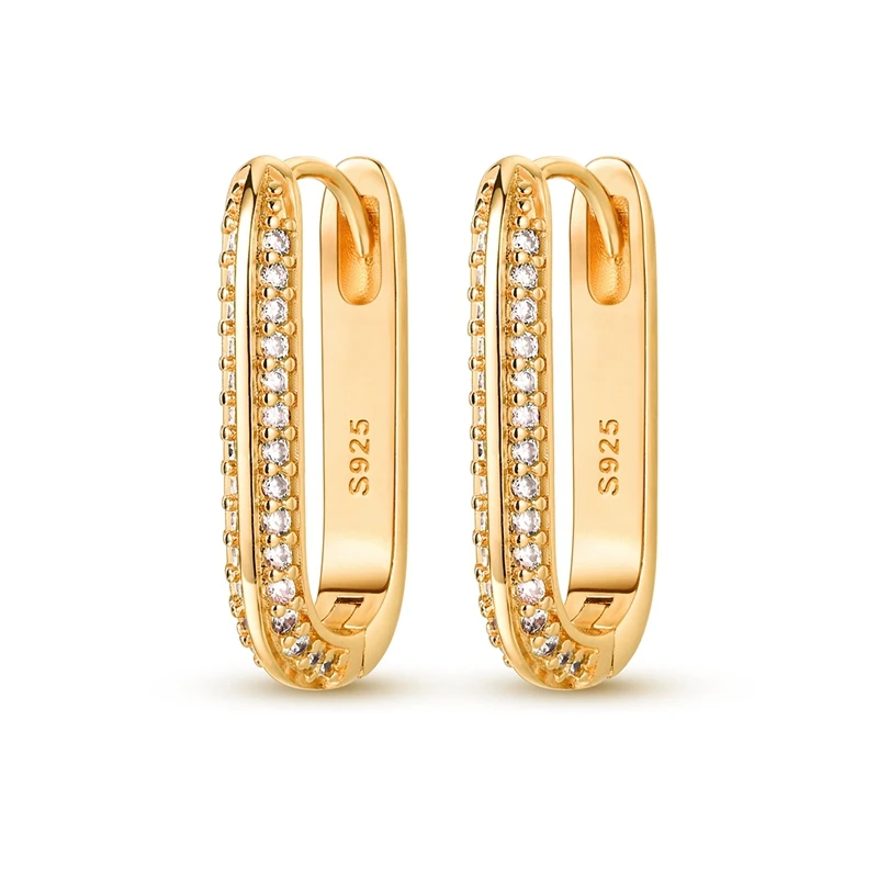 

2025 HOT 18 Style 925 Sterling Silver Golden Color Series Women's Earrings Zircon Round Hoop Earrings Fine Wedding Jewelry Gifts