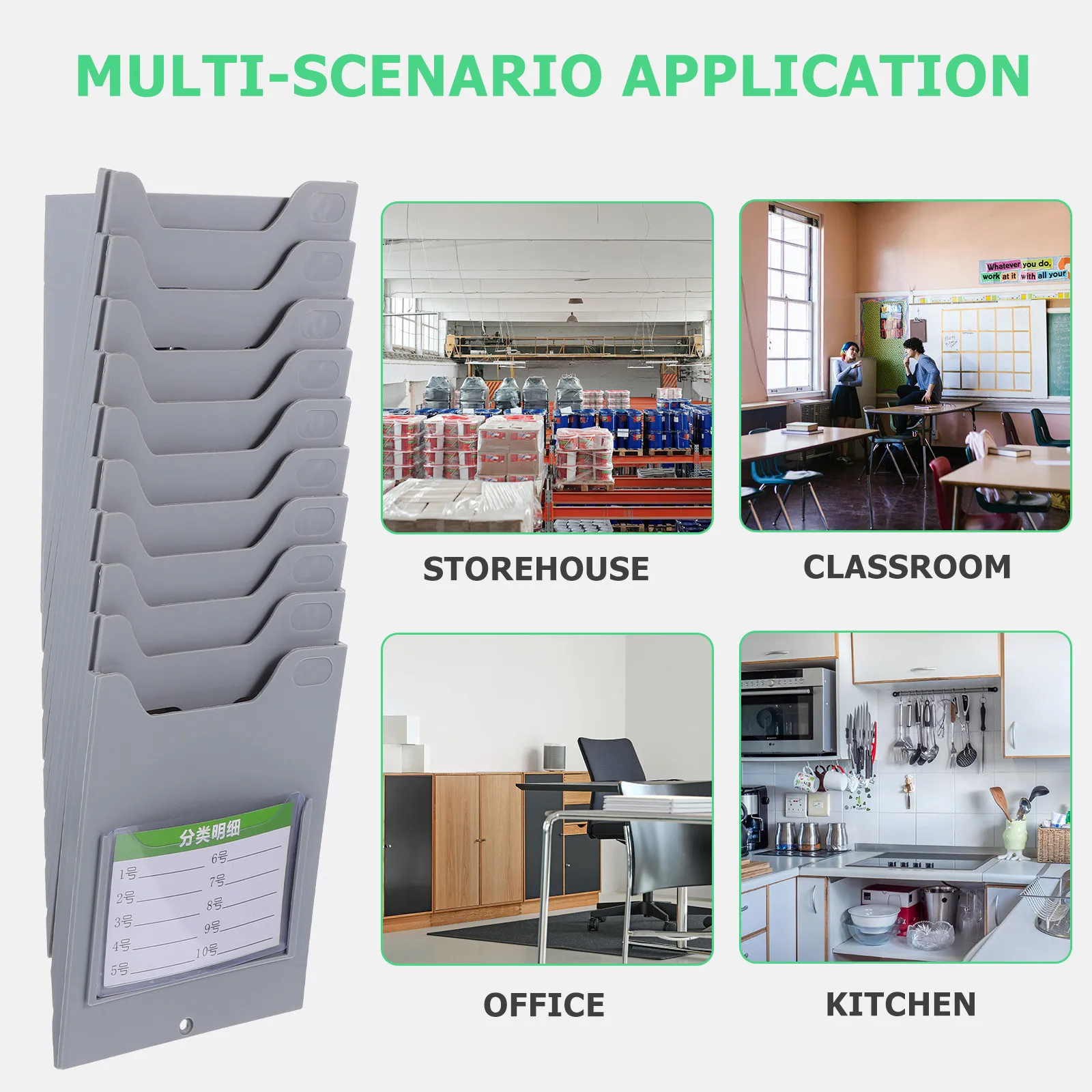 Material Card Slot Rack Wall Mounted Plastic Cards Holder for Warehouse Office Multi-Grid Time Cards Attendance Holder Document