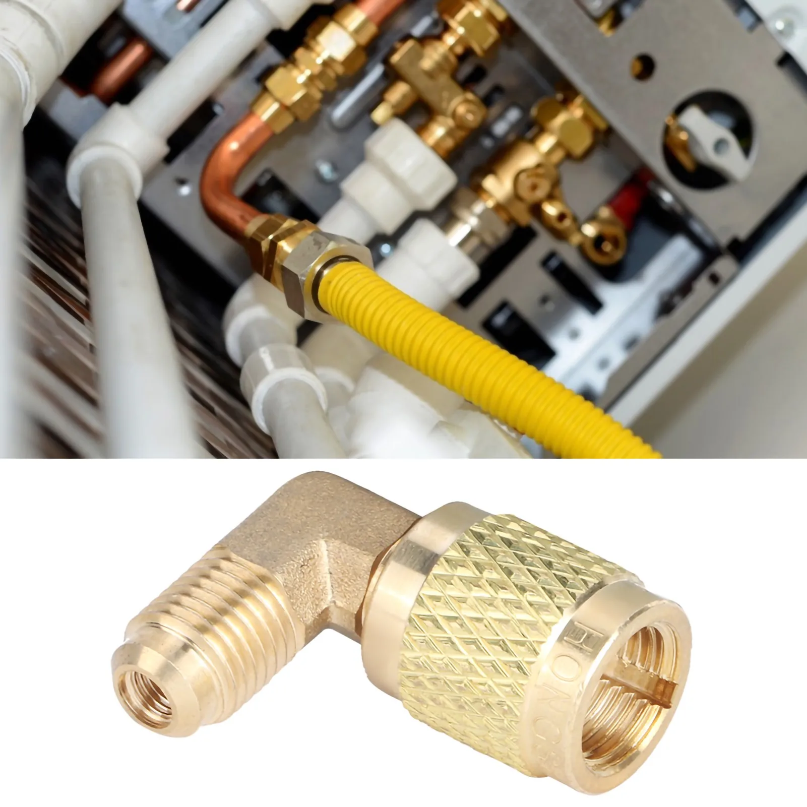 R410 Male Thread 1/4 to Female Thread 5/16 90° Adapter Connector Cooler Air-Conditioner Accessory Shipped at random