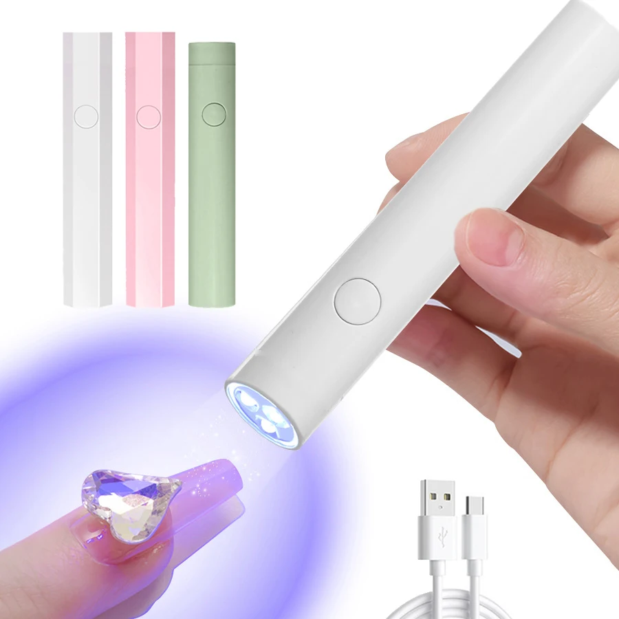 HALAIMAN Pen-Style Uv Led Nail Lamp Uv Light For Gel Nails Drying Lamp Rechargeable Chargable Nail Salon Equipment Tools