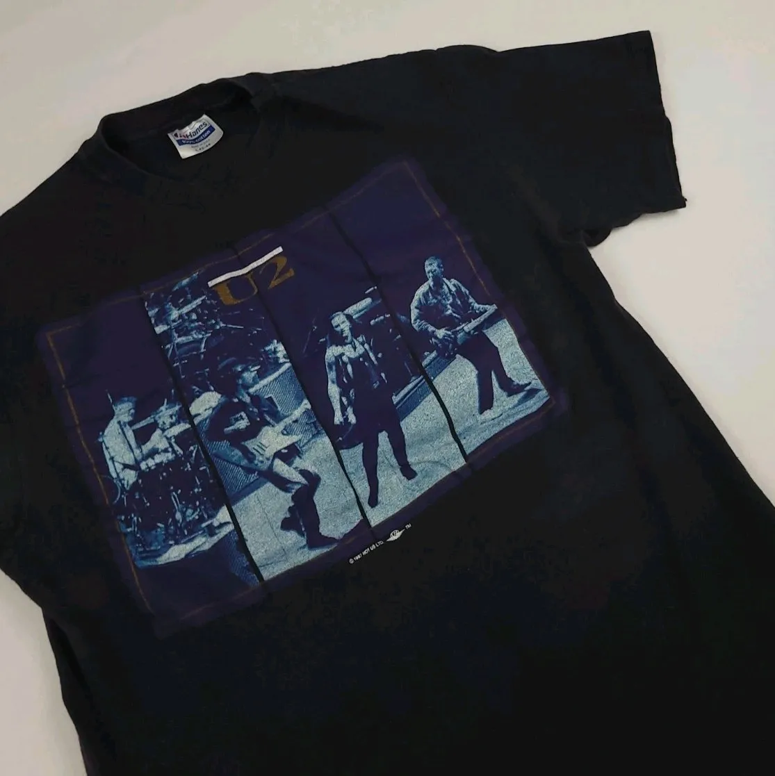 تي شيرت عتيق 1987 U2 جوشوا تري تور تي شيرت جرافيك تي شيرت ميرش 1980s حفلة موسيقى الروك موسيقى الروك نادر 80s Og Worn Vtg