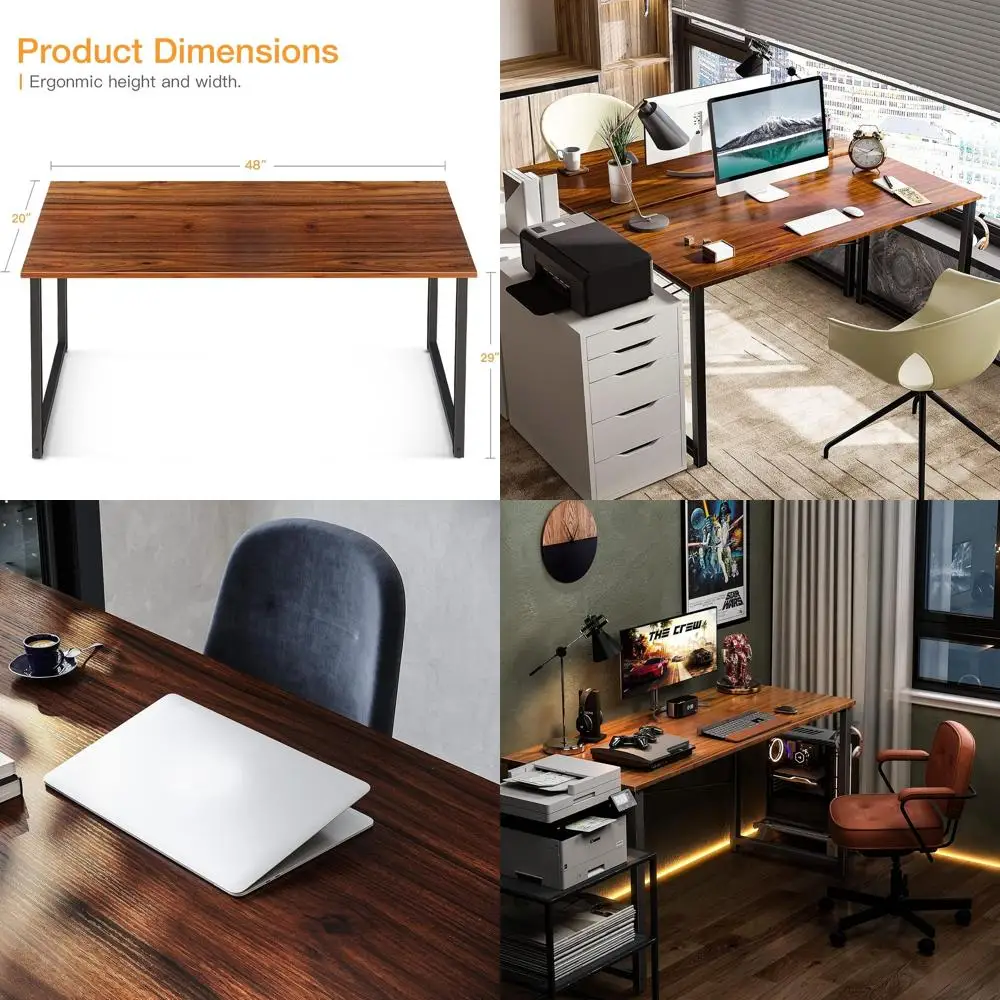 

Contemporary 48 Home Office Desk, Deep Brown Study Writing Desk for Students & Professionals