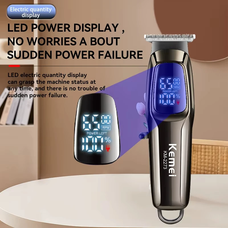 เครื่องตัดผมไฟฟ้า Kemei KM-2273 แบบชาร์จได้ ไร้สาย สำหรับช่างตัดผมมืออาชีพ เครื่องตัดผมสำหรับผู้ชาย