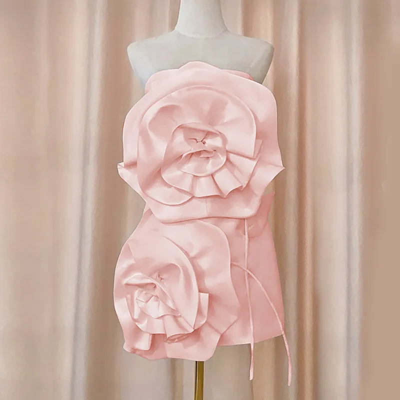 Vestido sexy para mulheres, elegante vestido de banquete, alças rosa, costas abertas, desenho de flores, cintura, novo, 2024