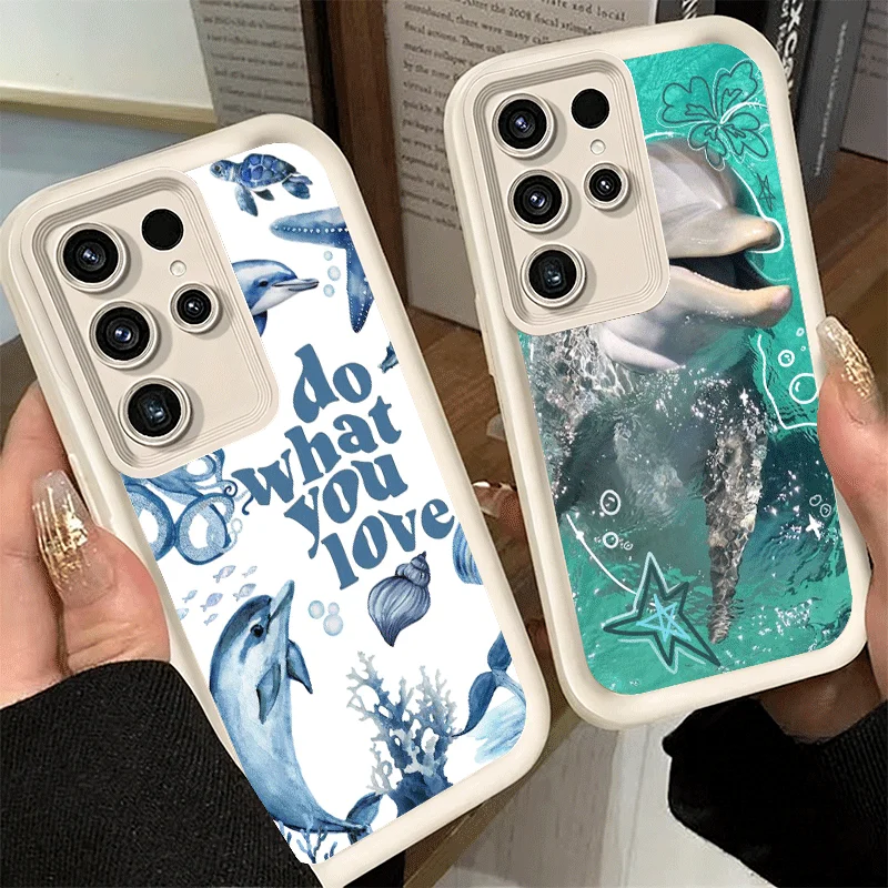 Phone Case for Samsung Galaxy S26 S25 Ultra S24 FE Ocean Cute Dolphin Shell S23 Plus S22 + S21 S20 5G Soft Silicone Funda