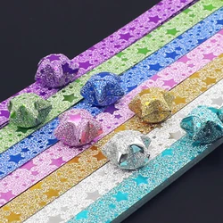 Tiras de papel de estrellas de Origami, papel plegable de estrellas de dibujos animados coloridos de la suerte, artesanía de papel hecha a mano