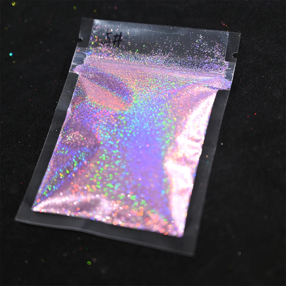Glitter de uñas holográfico arcoíris láser 0.2MM polvo de glitter para uñas brillante 10G/5G polvo deslumbrante decoración DIY arte de uñas 6