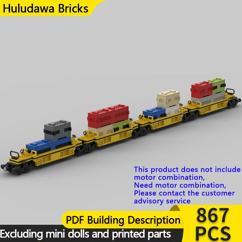 

City Car Model MOC Building Bricks TTX 4 Unit Yellow Cargo Train Car Modular Technology Children Holiday Gifts Assemble Toy Suit