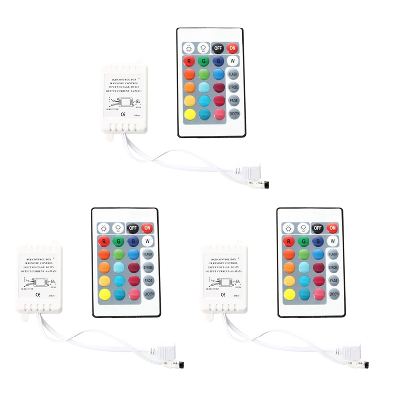 AB46-3X IR Box Remote Controller 24 Keys For RGB LED Light Strip