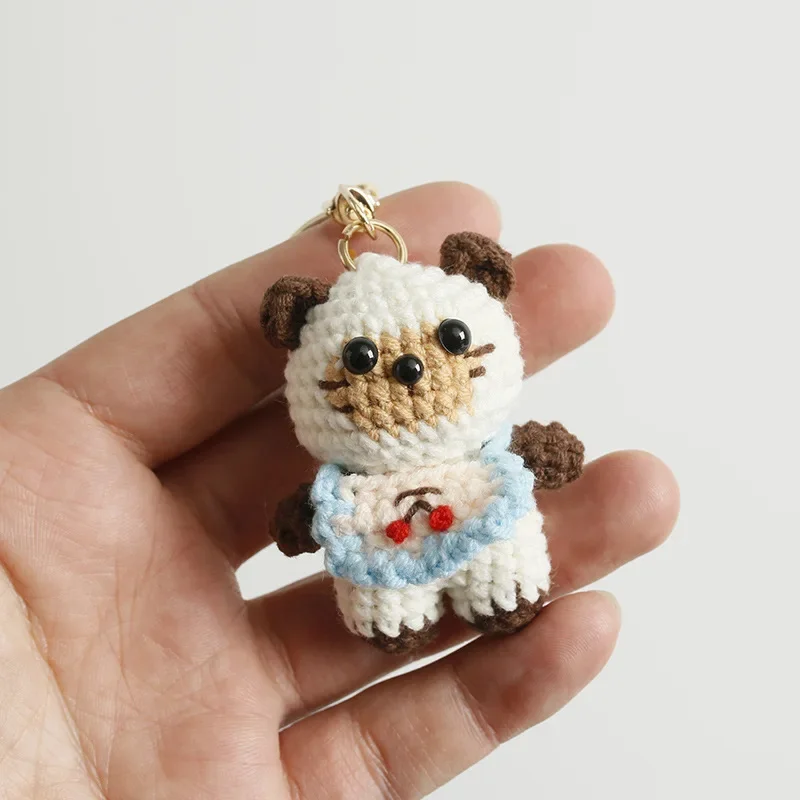 الكرتون الحيوان سلسلة المفاتيح الكروشيه رائعة الحياكة البقرة keyrings لمفاتيح السيارة اليدوية متماسكة دمية على شكل حيوان صغير المفاتيح #5