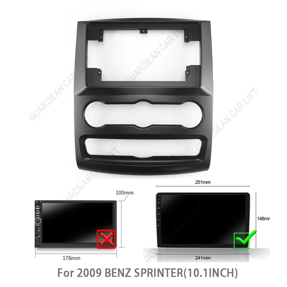 10.1Inch Car Radio Fascias For 2009 BENZ SPRINTER  Android Stereo Frame Player 2 Din Head Unit Panel Dash Trim With cable canbus
