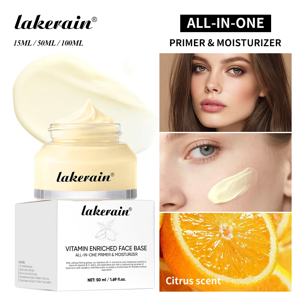 Lakerain Vitamin Facial Base Cream Long Lasting Makeup Nourishes Skin Deep Hydration Smoothly Flawless Smooth Pores Base Cream