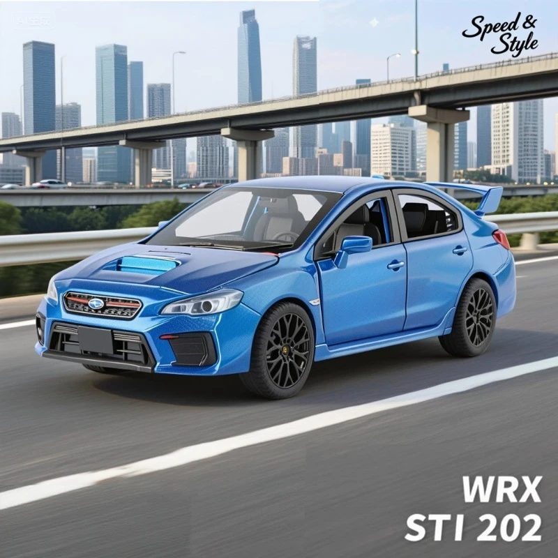 Simulazione 1:30 Subaru WRX STI Modello di auto da corsa Pullback Suono Luce Lega Diecast Boy Collezione regalo di veicoli giocattolo per bambini