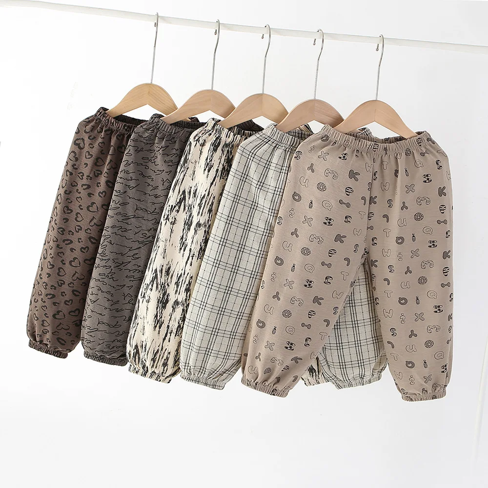 Summer Children's Wide Leg Pants Girls' and Boys' Ice Silk Thin Mosquito Proof Pants Lantern Pants Baby Outdoor Wearing Pants