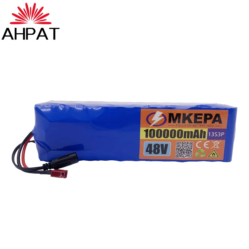 Air transport AHPAT New48V100Ah 1000w 13S3P 48V Lithium ion Battery Pack 100000mah For 54.6v with BMS+charger