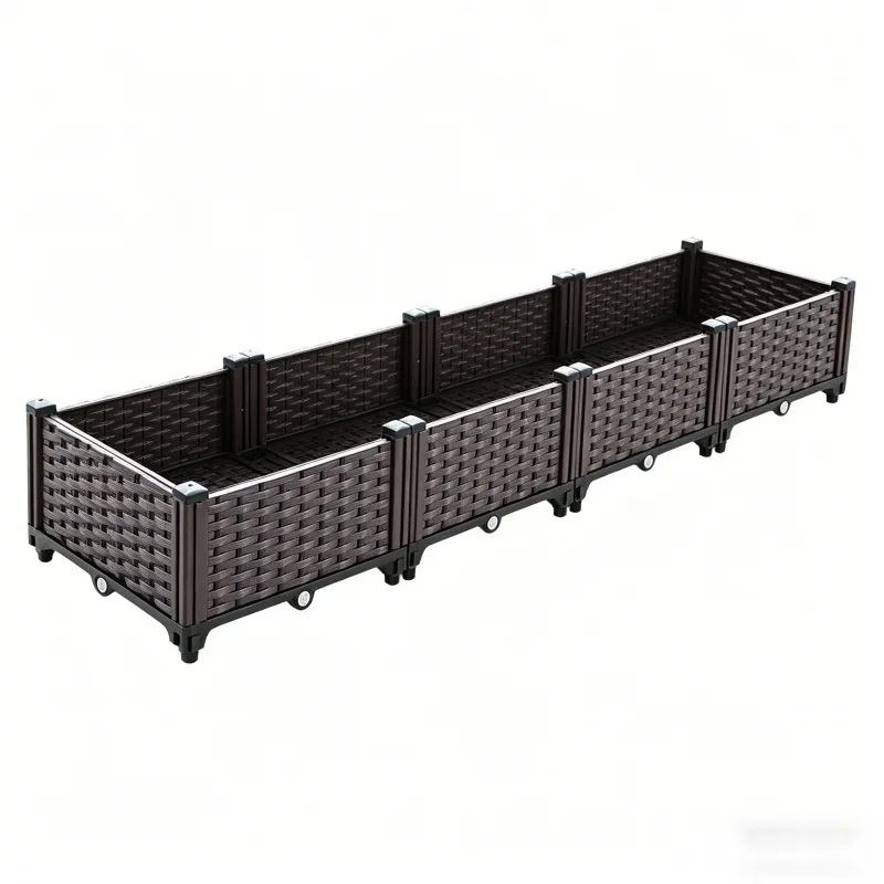 

Extra Large 4-Tier Single Layer Planter Box 160x40x22cm Vegetable Garden Container for Balcony Outdoor Plastic Planting Bed