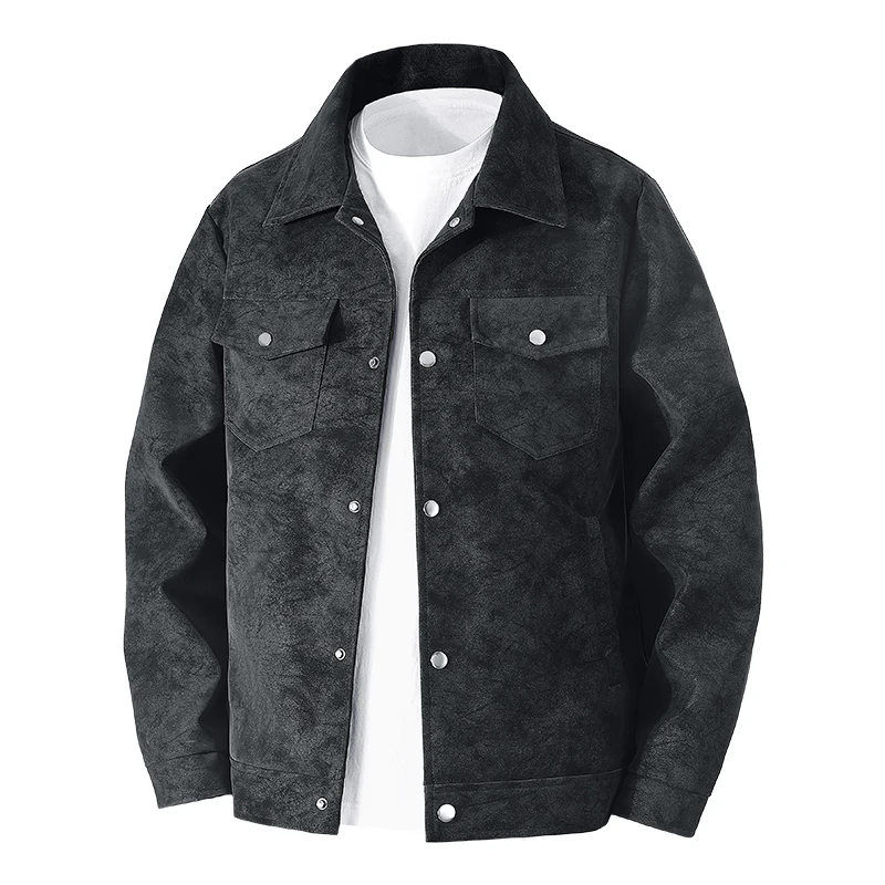 

Men Turn Collar Jackets Men Spring and Autumn Button Up Jacket Men Classic Loose and Comfortable Jackets Casual Windproof Jacket