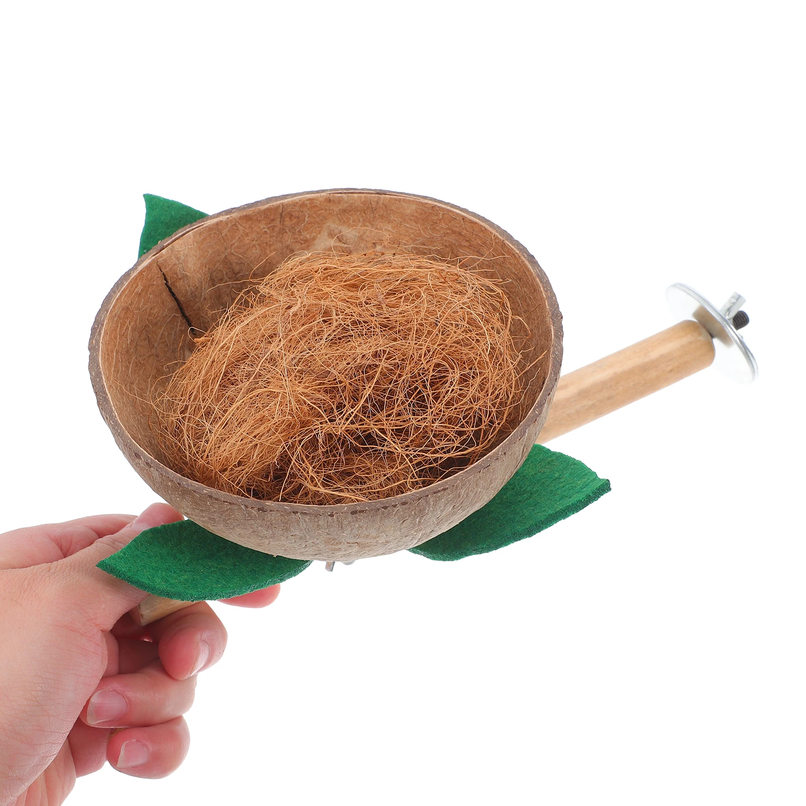 

Coconut Small Parrot Coconut Shell Bird Nest Nesting Box Hanging Cage Accessories Wooden Stand