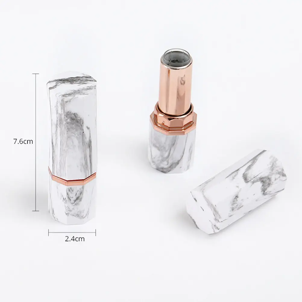3 Tubos de Lápiz Labial de Mármol, Elegantes Mini Envases para Bálsamo Labial, Tubo Portátil para Reenvasado de Lápiz Labial para Mujeres, Uso en Viajes