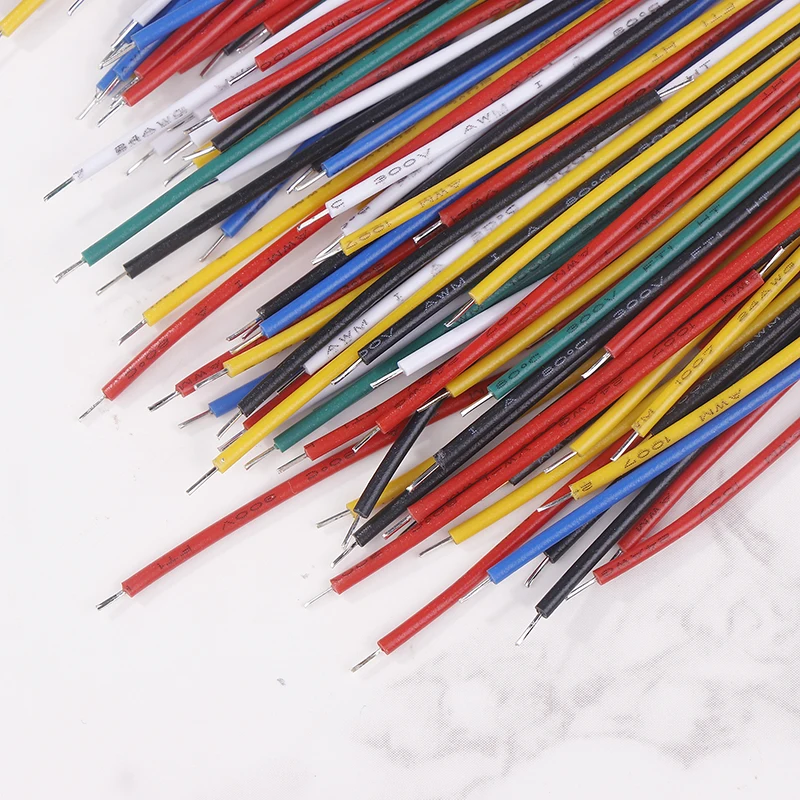 130 قطعة 24AWG اللوح سلك توصيل معزز كابل عدة مزدوجة نهاية القصدير مطلي PCB لحام كابل PVC سلك إلكتروني 5/8/10 سنتيمتر 6 ألوان