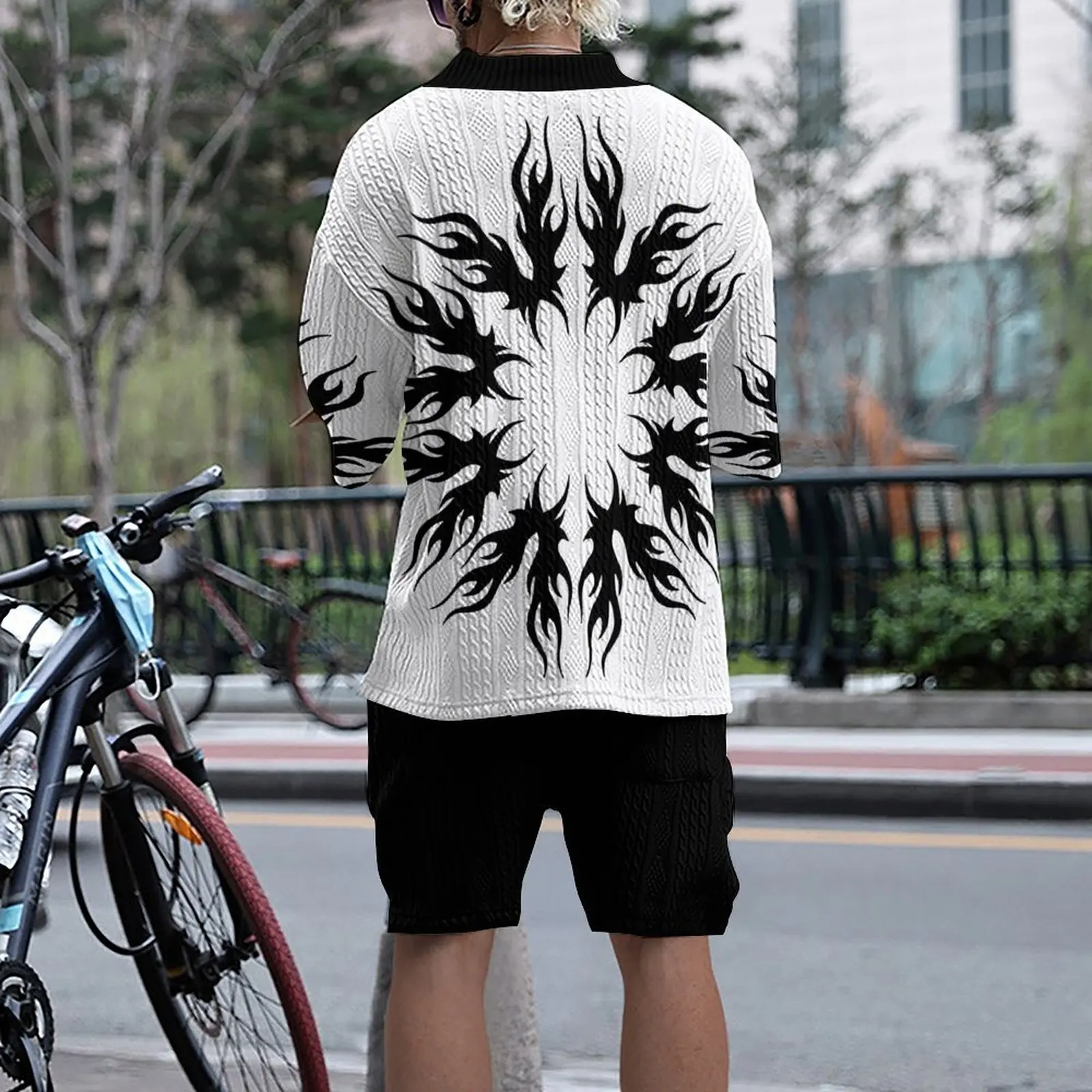 2024 Casual Fashion Men\'s Set Summer New 3D Printed Men\'s Clothing Loose V-neck Half-sleeve T-shirt And Shorts Two-piece Set