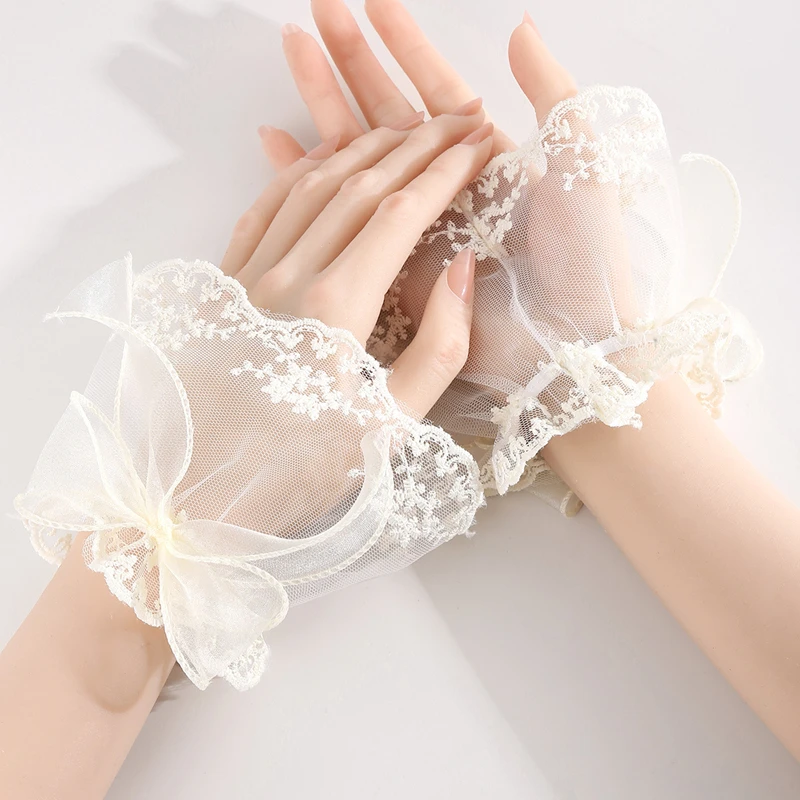 

Background Nails Photography Detachable Lace Mesh Fabric Fake Sleeves Ruffle Elbow Horn Cuff Manicure Practice Photo Tool