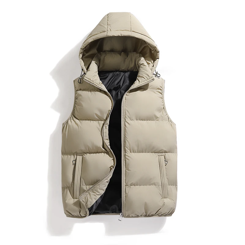 Men's Vest Jacket Winter Waterproof Warm Sleeveless Men Jacket Fashion Hooded Casual Vest Detachable Hat Autumn Thicken Coat 7XL