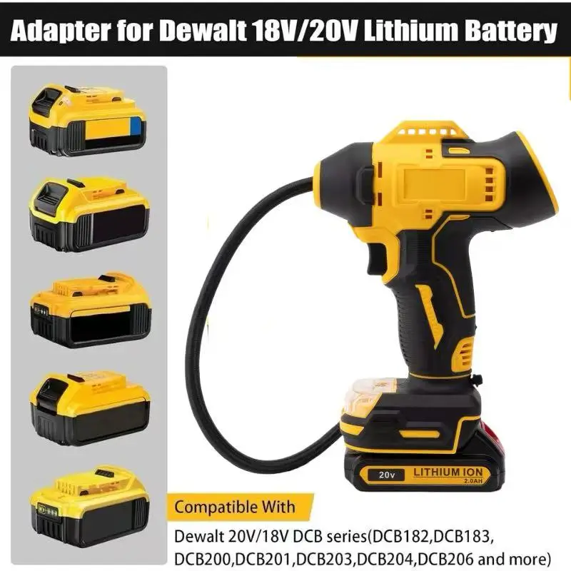 Cordless Tire Inflator Air Compressor for Makita 18V For Dewalt / Milwaukee / Bosch Battery, Portable Handheld(No Batteries)