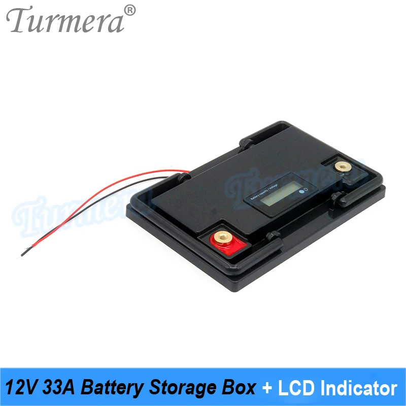 Turmera 12V 33A Battery Storage Box Handheld LCD Indicator for 18650 26650 21700 32700 Batteries Uninterrupted Power Supply  Use