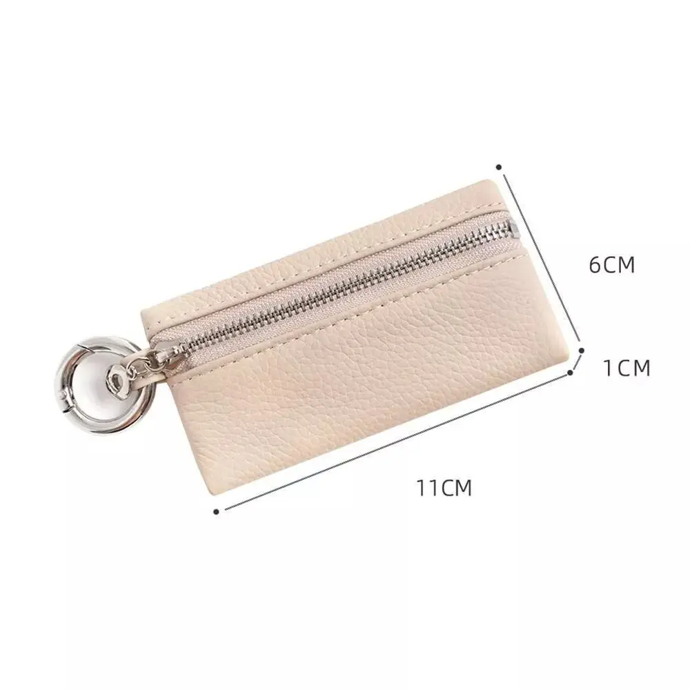 Новый кошелек для монет из натуральной кожи, однотонная сумка для хранения на молнии, маленькая сумка для ключей