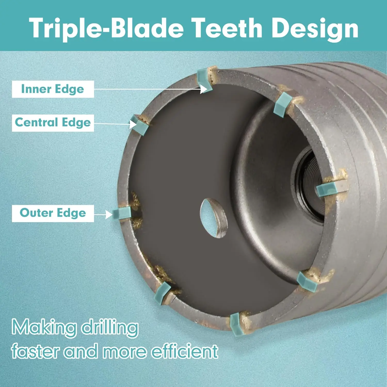 벽돌, 시멘트 및 타일 드릴링용 SDS Plus/Max 샹크가 포함된 9피스 콘크리트 홀쏘 키트