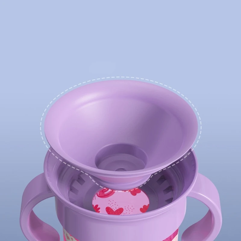 Tasse à siroter pour bébé avec couvercle rotatif à 360 degrés, poignée Portable facile à saisir, tasse anti-fuite, bouteille