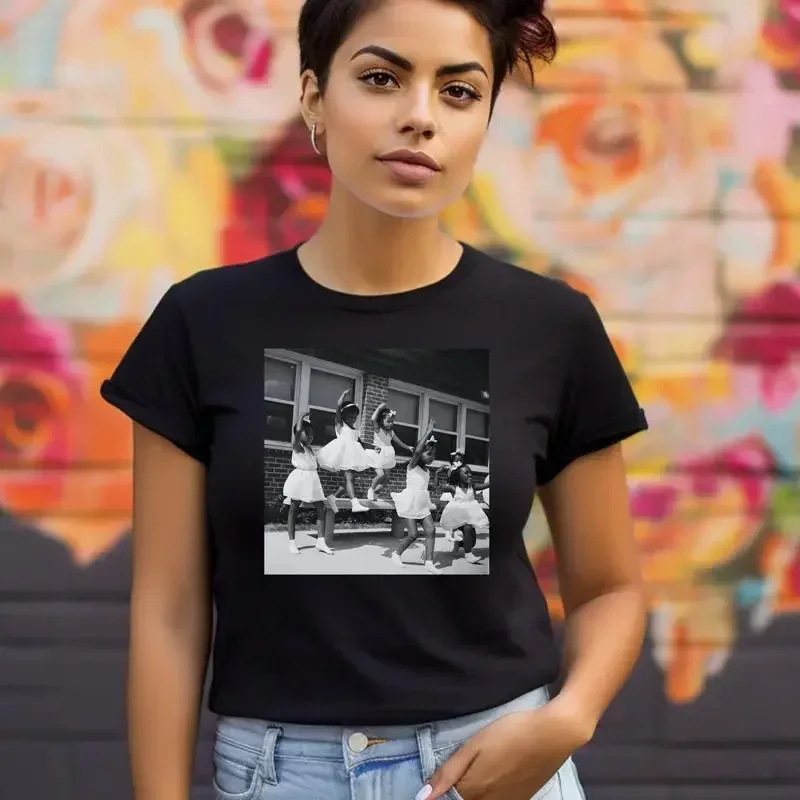 Black Ballerinas T Shirt for Women Retro Fashion African American Dancer Old School Photo Throwback Afro Girl Her