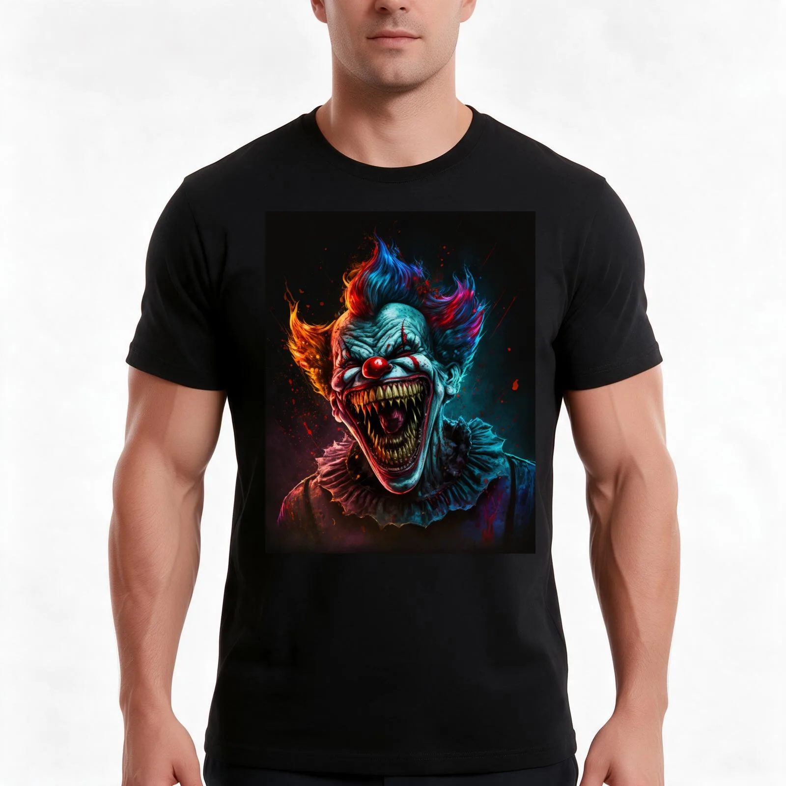 Evil Killer Clown Hype T-Shirt, Summer Casual Cotton Tee, Oversized Streetwear Tops, Vintage Graphic Print, Unisex Men Women