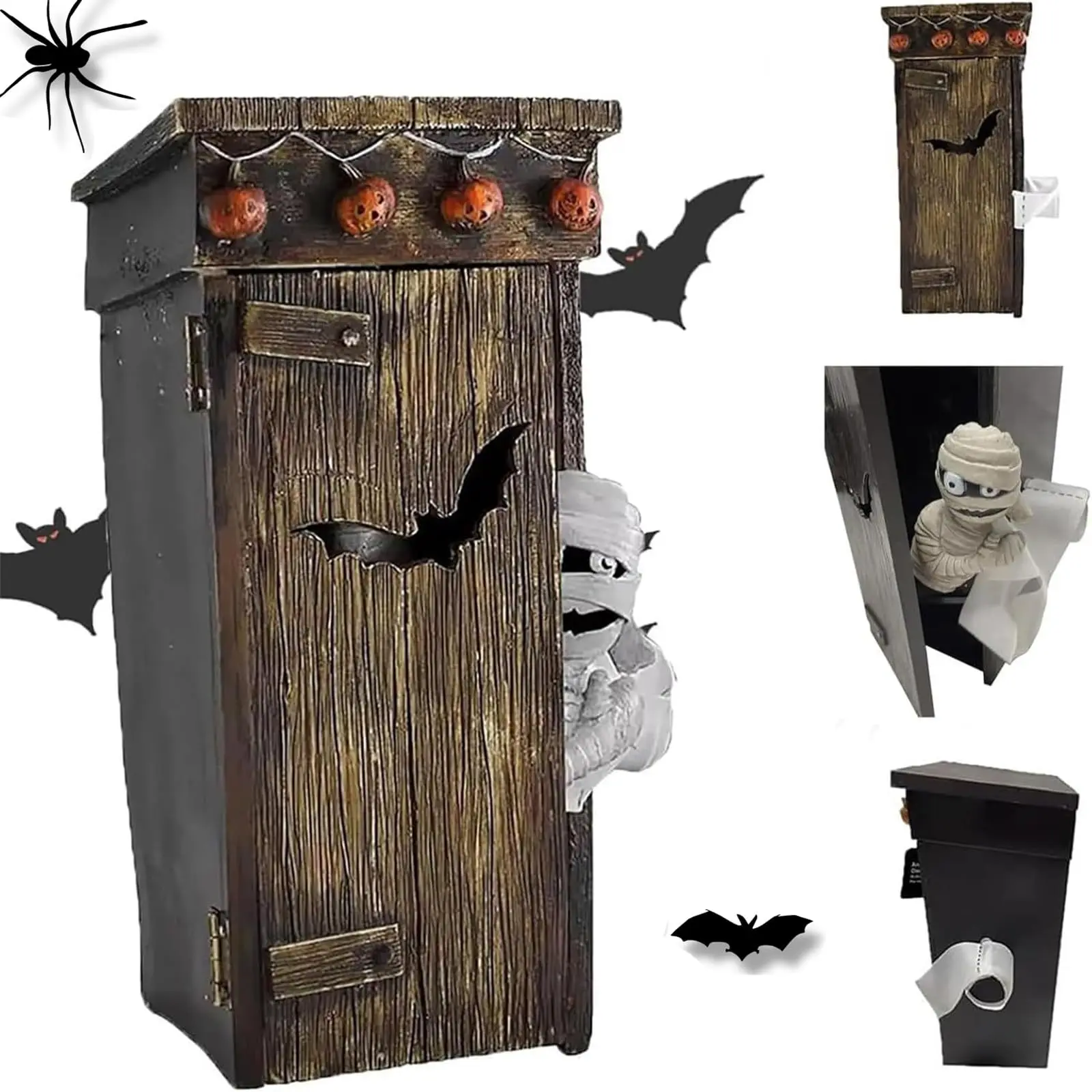

Mummy Toilet Model Halloween Home Decoration Unique Resin Mummy Statue Figurine Ornament for Outdoor Party Cafe Family Indoor