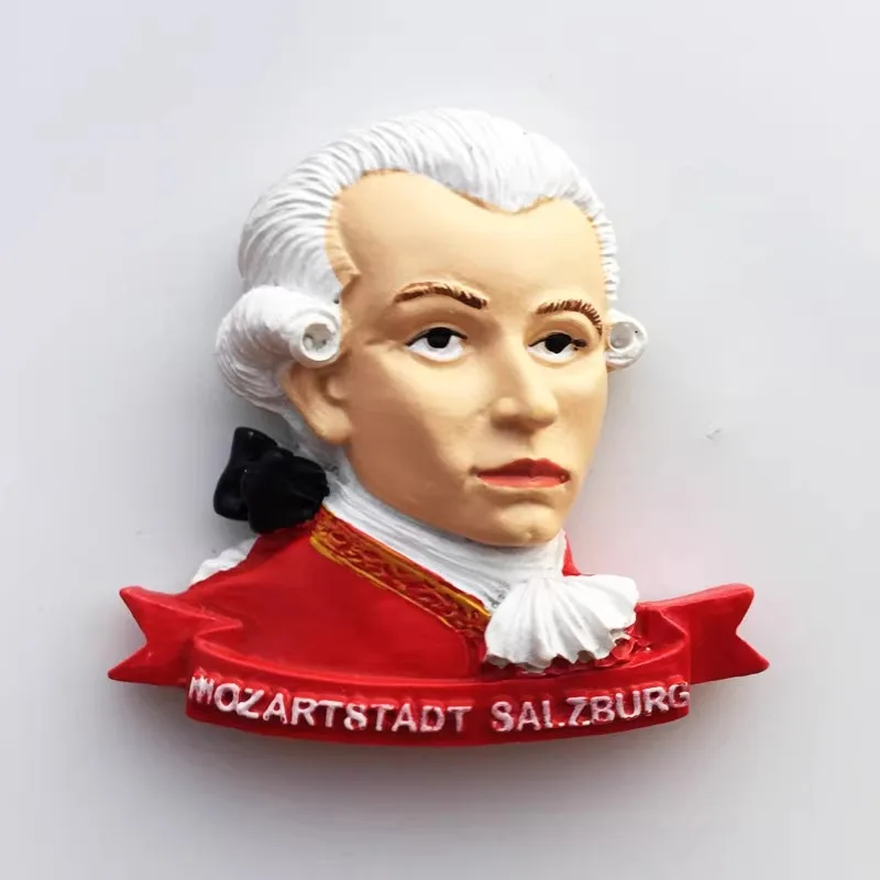 Austrian cultural tourism souvenir musician Mozart Beethoven bust 3D magnet refrigerator sticker