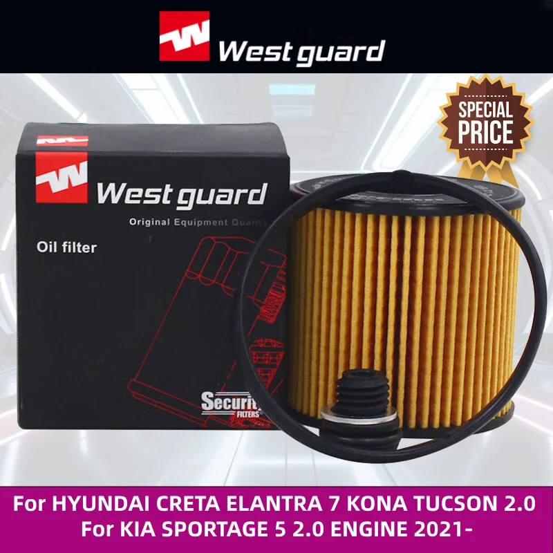 WESTGUARD Oil Filter For HYUNDAI CRETA ELANTRA 7 KONA TUCSON 2.0 For KIA SPORTAGE 5 2.0 ENGINE 2021- MH5020 26350-2J000