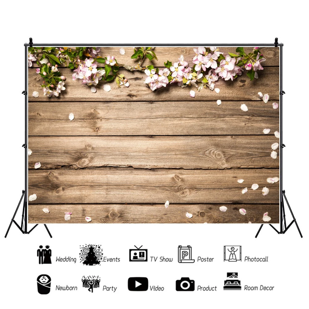 Flower Wooden Board Products Photography Backdrops Sunflower Floral Hyacinth Tulip Plank Party Decoration Photo Background Props