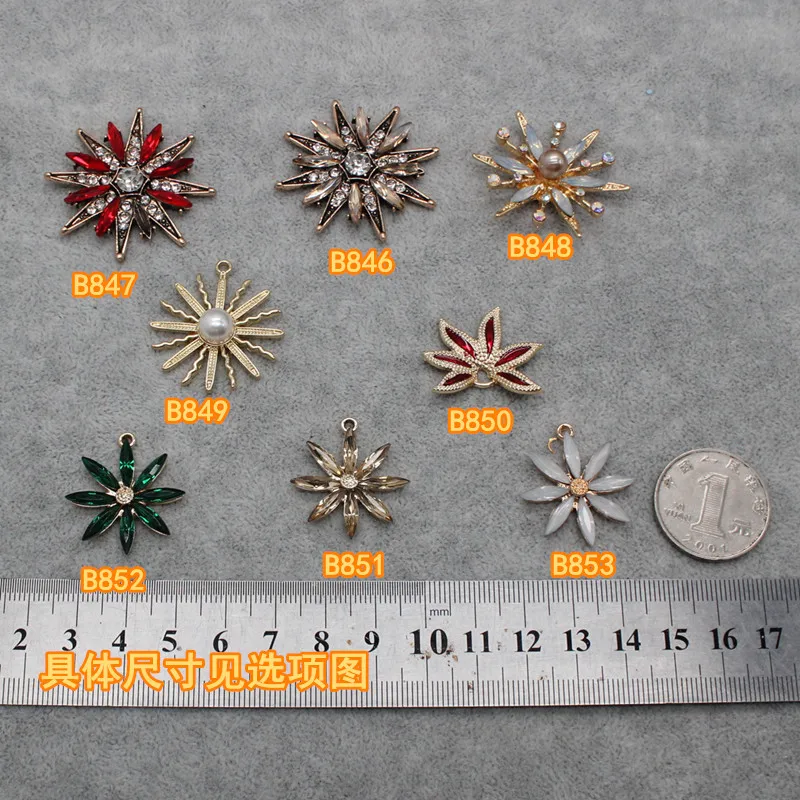 Scepter Metal Filigree Decoration Flowers Charms Pendants  Chinese Wedding Fan Gold Plated Sunflower Alloy Accessories