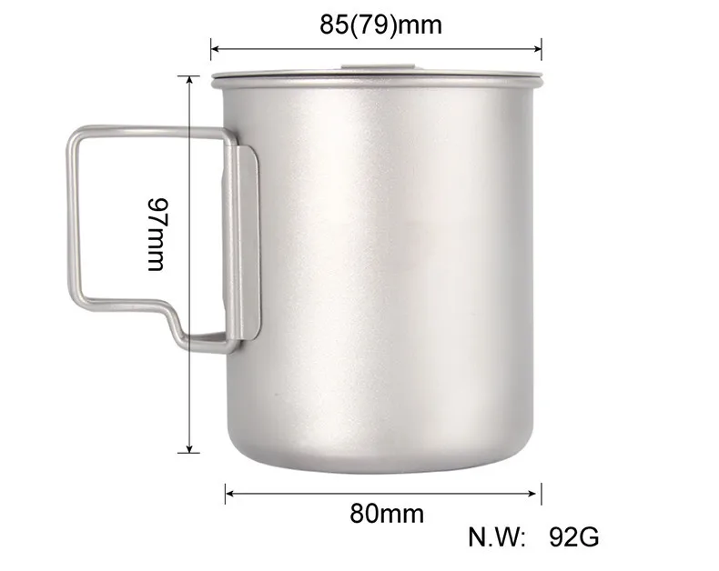 Camping Titan Tassen 450 ml 550 ml 650 ml 750 ml Ti Tassen Kochtopf Ultraleichter Klappgriff – Detail 8