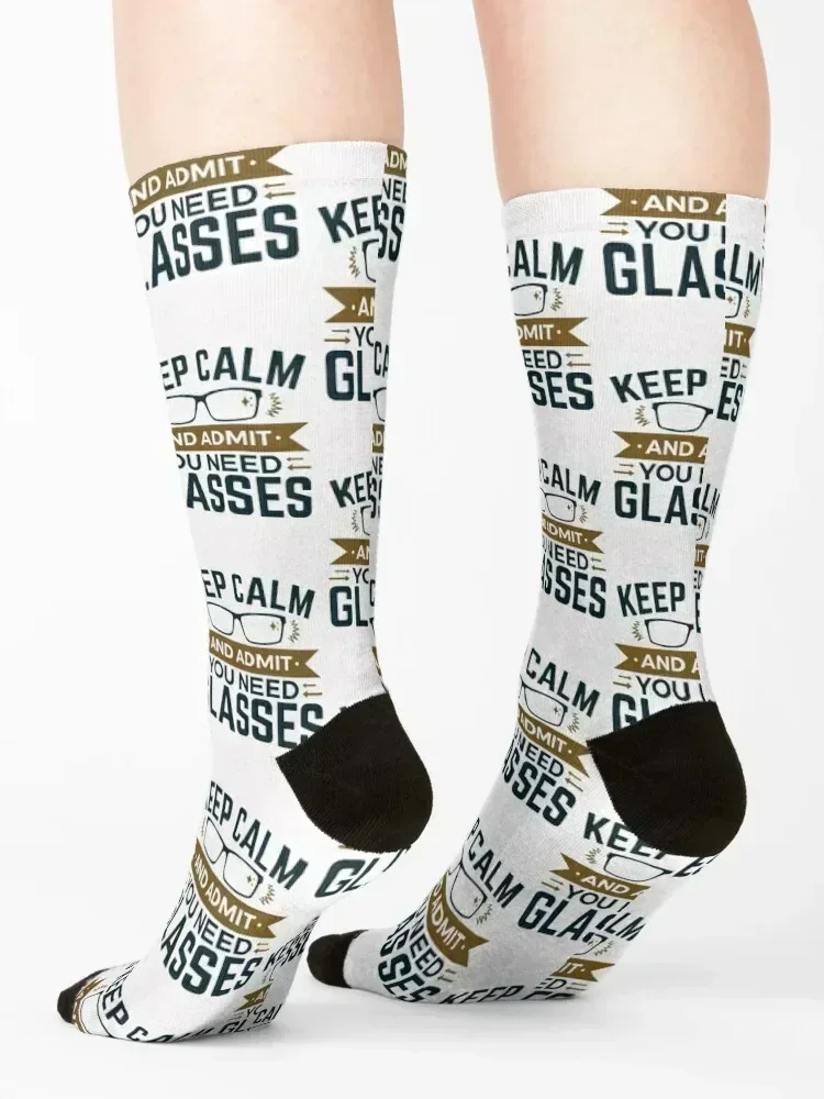 Optometrist Ophthalmologist Optician Keep Calm And Admit You Need Glasses Socks warm winter Sports Socks For Man Women's
