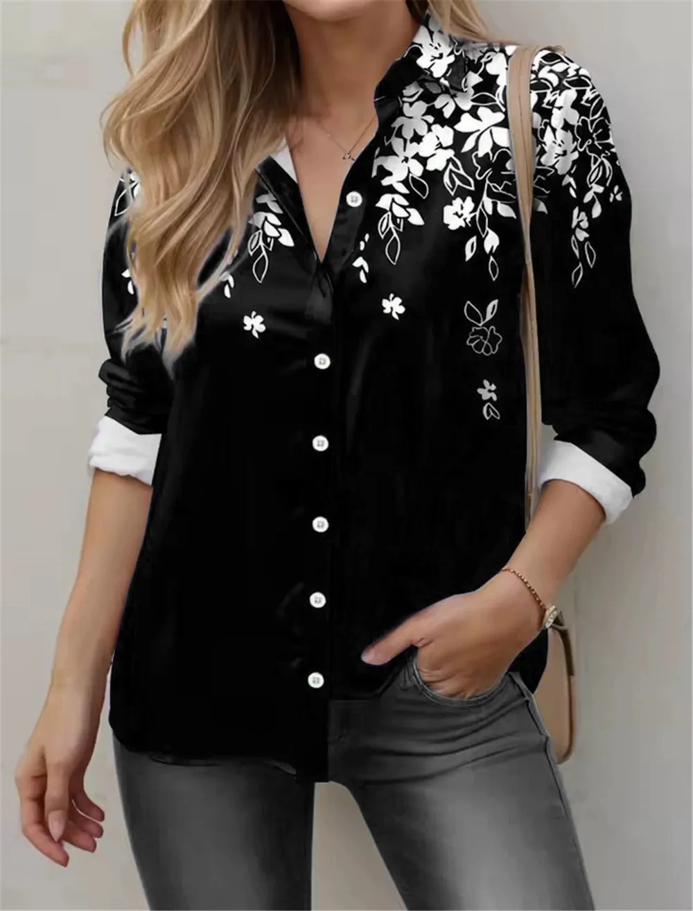 

Fashion Floral Pattern Women Long Sleeve Shirts Autumn New Flower 3D Printed Street Ladies Blouse All Season Casual Shirt