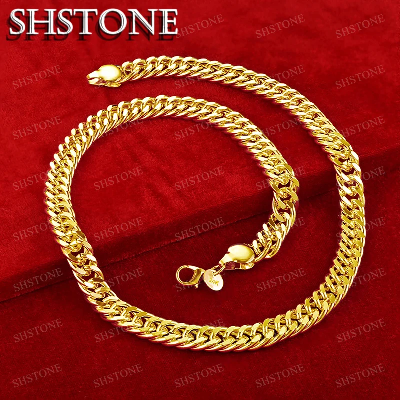 

SHSTONE 18K Gold 10mm Cuban Chain Necklace For Woman Men Fashion Hip Hop Party Wedding Engagement Jewelry Lovers Birthday Gift